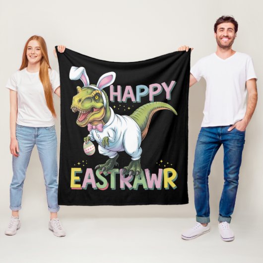 Happy Eastrawr T Rex Easter Dinosaur Bunny Egg Fleecedecke (Beispiel)