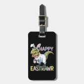 Happy Eastrawr T Rex Easter Dinosaur Bunny Egg Gepäckanhänger (Vorderseite vertikal)