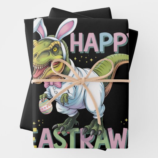 Happy Eastrawr T Rex Easter Dinosaur Bunny Egg Geschenkpapier Set (Beispiel)