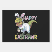 Happy Eastrawr T Rex Easter Dinosaur Bunny Egg Geschenkpapier Set (Vorderseite)