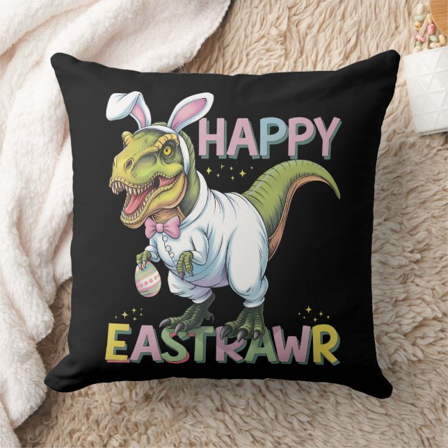 Happy Eastrawr T Rex Easter Dinosaur Bunny Egg Kissen (Decke)