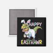 Happy Eastrawr T Rex Easter Dinosaur Bunny Egg Magnet (Vorderseite/Rückseite)