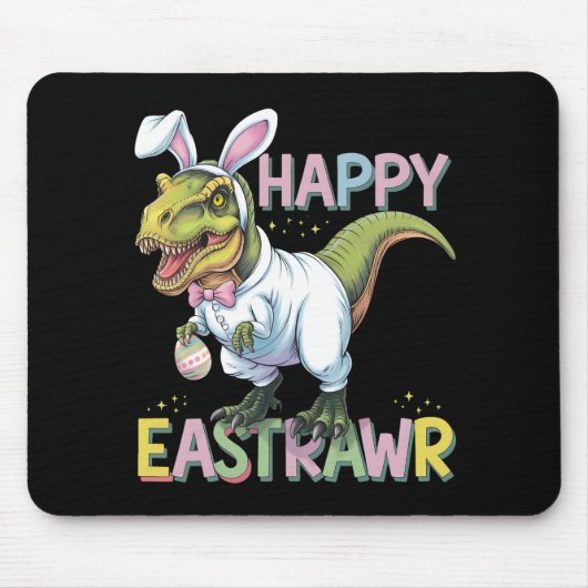 Happy Eastrawr T Rex Easter Dinosaur Bunny Egg Mousepad (Vorne)
