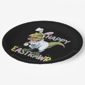 Happy Eastrawr T Rex Easter Dinosaur Bunny Egg Pappteller (Schrägansicht)