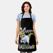 Happy Eastrawr T Rex Easter Dinosaur Bunny Egg Schürze (Getragen)
