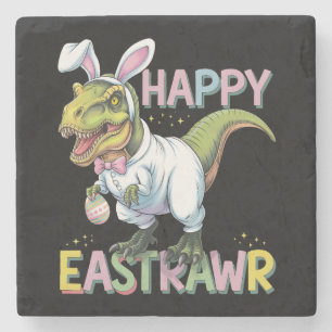 Happy Eastrawr T Rex Easter Dinosaur Bunny Egg Steinuntersetzer