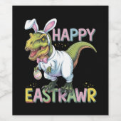 Happy Eastrawr T Rex Easter Dinosaur Bunny Egg Weinetikett (Einzelnes Label)