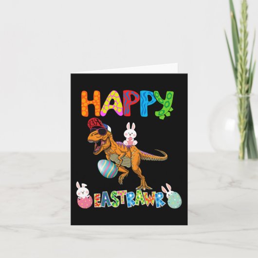 Happy Eastrawr T Rex Oster Bunny Dinosaur Eggs Bo Karte (Vorderseite)