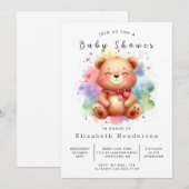 Happy Editable Bear Baby Dusche Einladung (Vorne/Hinten)