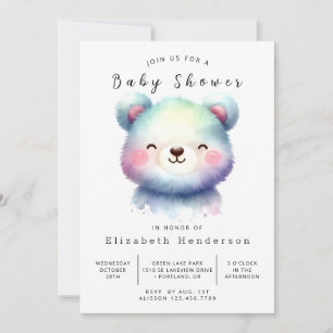 Happy Editable Bear Baby Dusche Einladung