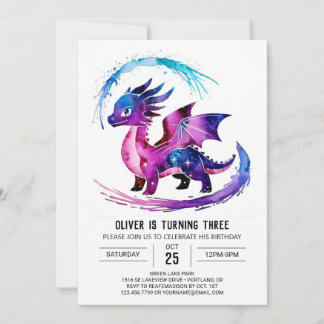 Happy Editable Dragon Digital Boy Geburtstag Einladung