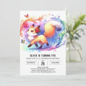 Happy Editable Fox Birthday Einladung (Stehend Vorderseite)