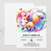Happy Editable Fox Birthday Einladung (Vorne/Hinten)
