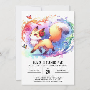 Happy Editable Fox Birthday Einladung