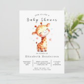 Happy Editable Giraffe Baby Dusche Einladung (Stehend Vorderseite)