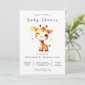Happy Editable Giraffe Baby Dusche Einladung (Stehend Vorderseite)