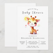 Happy Editable Giraffe Baby Dusche Einladung (Vorne/Hinten)
