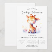 Happy Editable Giraffe Baby Dusche Einladung (Vorne/Hinten)