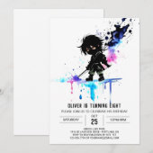 Happy Editable Ninja Boy Digital Geburtstag Einladung (Vorne/Hinten)