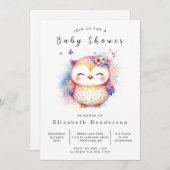 Happy Editable Owl Baby Dusche Einladung (Vorne/Hinten)