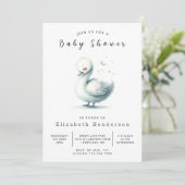 Happy Editable Swan Baby Shower Einladung (Stehend Vorderseite)
