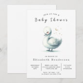 Happy Editable Swan Baby Shower Einladung (Vorne/Hinten)