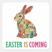 Happy Eggster - Ostereier Quadratischer Aufkleber (Vorderseite)