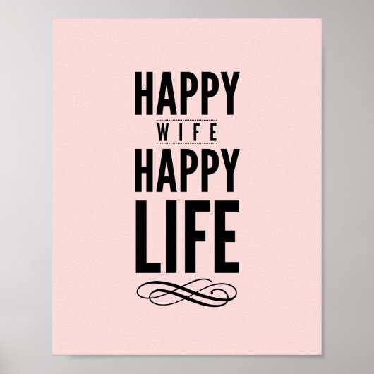 Happy Ehefrau Cool Typografy Poster in Pink (Vorne)