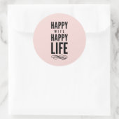 Happy Ehefrau Funny Marriage Zitat Pink Runder Aufkleber (Tasche)