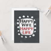 Happy Ehefrau Happy Life Grußkarte Karte (Vorderseite/Rückseite Beispiel)
