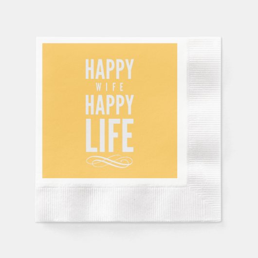 Happy Ehefrau Happy Life Sprichwort Gelb Serviette (Vorderseite)
