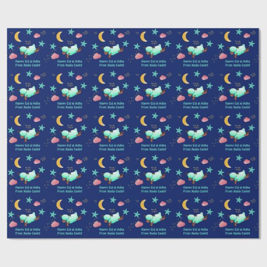 Happy Eid al adha Sheep Wrapping Paper Geschenkpapier (Flach)