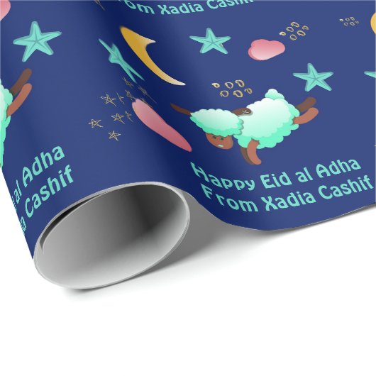 Happy Eid al adha Sheep Wrapping Paper Geschenkpapier (Rolleneckpunkt)