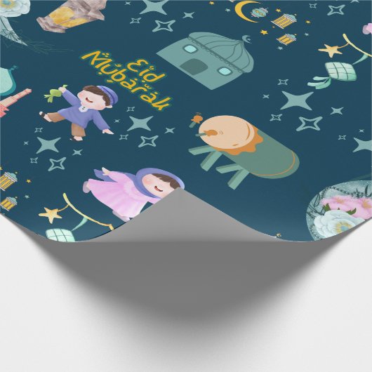 Happy Eid Al-Fitr Mubarak Wrapping Paper Geschenkpapier (Ecke)