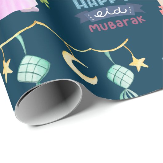 Happy Eid Al-Fitr Mubarak Wrapping Paper Geschenkpapier (Rolleneckpunkt)