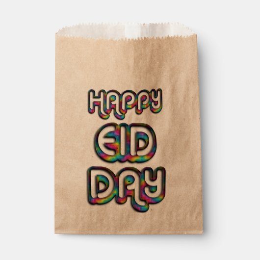 Happy Eid Day Gruß Regenbogenfarben Typografie Geschenktütchen (Vorderseite)