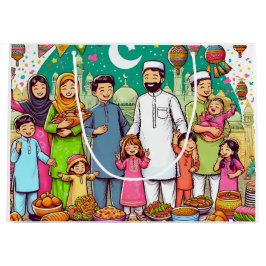 Happy Eid Family Funny feiert Design Große Geschenktüte