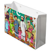 Happy Eid Family Funny feiert Design Große Geschenktüte (Vorderseite Schrägansicht)