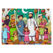 Happy Eid Family Funny feiert Design Große Geschenktüte (Rückseite)