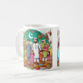 Happy Eid Family Funny feiert Design Kaffeetasse (Vorderseite Links)