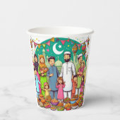 Happy Eid Family Funny feiert Design Pappbecher (Rückseite)