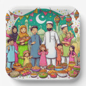 Happy Eid Family Funny feiert Design Pappteller (Vorderseite)