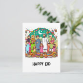 Happy Eid Family Funny feiert Design Postkarte (Stehend Vorderseite)