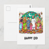 Happy Eid Family Funny feiert Design Postkarte (Vorne/Hinten)