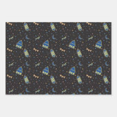 Happy Eid Kids Blue Moon Lantern Muster Zitat Geschenkpapier Set (Vorderseite)