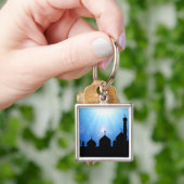 Happy Eid Moschee mit Sonnenrochen Schlüsselanhänger (Hand)