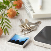 Happy Eid Moschee mit Sonnenrochen Schlüsselanhänger (Seite)