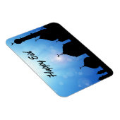 Happy Eid Moschee mit Sonnenstrahlen - Flexibles M Magnet (Rechte Seite)