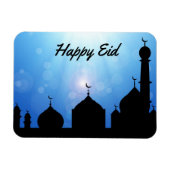 Happy Eid Moschee mit Sonnenstrahlen - Flexibles M Magnet (Horizontal)