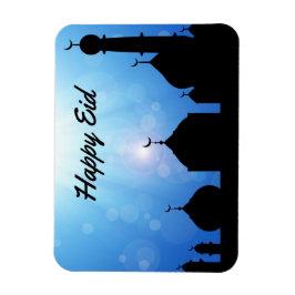 Happy Eid Moschee mit Sonnenstrahlen - Flexibles M Magnet